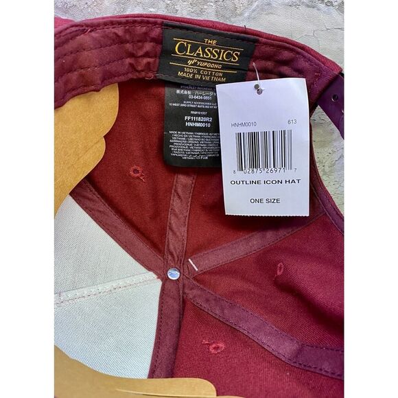 Hurley Men's Outline Icon Burgundy Snapback Hat Flat Bill Logo Cap - Picture 7 of 8